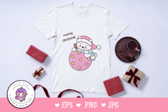 Cute Polar bear on Christmas ball kawaii clipart winter Product Image 2