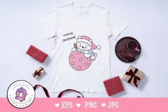 Cute Polar bear on Christmas ball kawaii clipart winter Product Image 2