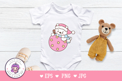 Cute Polar bear on Christmas ball kawaii clipart winter Product Image 5