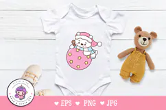Cute Polar bear on Christmas ball kawaii clipart winter Product Image 5