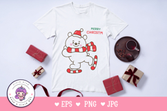 Cute Polar bear Christmas play ice skate kawaii clipart Product Image 2