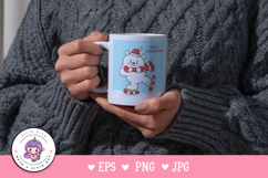Cute Polar bear Christmas play ice skate kawaii clipart Product Image 4
