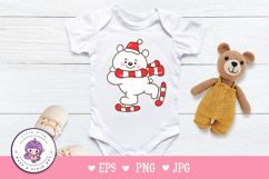Cute Polar bear Christmas play ice skate kawaii clipart Product Image 5