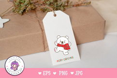 Cute Polar bear Christmas play snow kawaii clipart winter Product Image 3