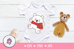 Cute Polar bear Christmas play snow kawaii clipart winter Product Image 5