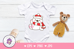 Cute Polar bear and Christmas gift kawaii clipart winter Product Image 5