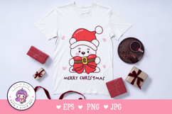 Cute Polar bear holding bow Christmas clipart kawaii animal Product Image 2