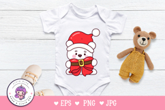 Cute Polar bear holding bow Christmas clipart kawaii animal Product Image 5