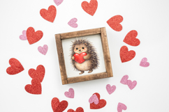 Whimsical porcupine animal Valentine artwork in a friendly cartoon style, isolated on white for clear visibility and versatile digital use.