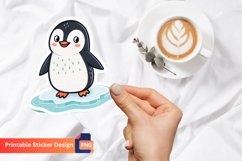 Cute Printable Penguin Sticker, Winter Penguin Sticker Product Image 1