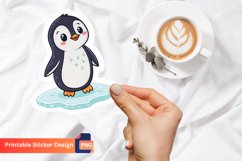 Cute Printable Penguin Sticker, Winter Penguin Sticker Product Image 1