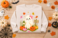 pumpkin patch, ghost clipart, halloween png, cute ghost, pumpkin png, fall clipart, spooky cute, sublimation png, printable png, clipart png