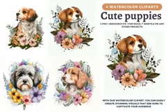 Cute puppies Watercolor cliparts | Cute dogs Illustrations Product Image 1