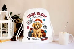 Santa Sack Sublimation | Cute Puppy with Christmas Gifts Product Image 2