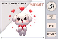 Add a dose of cuteness to your projects with this adorable puppy sublimation clipart! Perfect for Valentine’s Day gifts, greeting cards, stickers, T-shirts, and home decor. High-quality, transparent background. Download now!