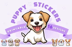Cute Puppy Stickers x16 | Doggy Print and Cut Sticker Bundl Product Image 1