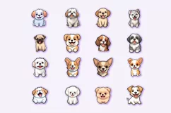 Cute Puppy Stickers x16 | Doggy Print and Cut Sticker Bundl Product Image 2