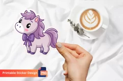 Cute Purple Bow Horse Sticker, Purple Horse Sticker Product Image 1