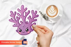 Cute Purple Coral Sticker, Cute Coral Art, Purple Sticker Product Image 1
