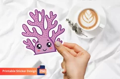 Cute Purple Coral Sticker, Cute Coral Art, Purple Sticker Product Image 1