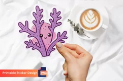 Cute Purple Coral Sticker, Cute Coral Art, Purple Sticker Product Image 1