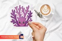 Cute Purple Coral Sticker, Cute Coral Art, Purple Sticker Product Image 1