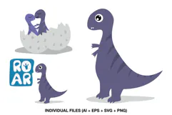 Cute purple dinosaur clipart for kids dinosaur birthday parties and craft projects.