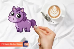 Cute purple Horse Sticker, Purple Horse Decal, Cute Animal Product Image 1