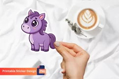 Cute purple Horse Sticker, Purple Horse Decal, Cute Animal Product Image 1