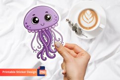 Cute Purple Jellyfish Sticker, Ocean Animal Sticker Product Image 1