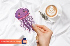 Cute purple pink Jellyfish Sticker, ea Creature Sticker Product Image 1