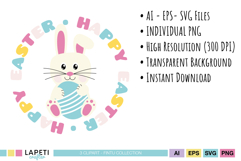 Cute Easter rabbit graphics for children’s invitations and party decorations