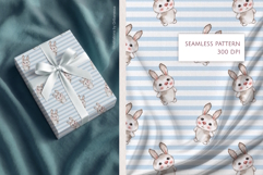 Watercolor Striped Rabbit Seamless Patterns | Cute bunny Product Image 3