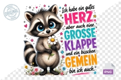 Cute Raccoon German Quote Sublimation PNG Design File Product Image 1