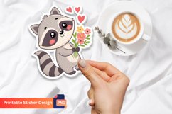 Cute Raccoon Spring Sticker, Valentine Baby Sticker Product Image 1