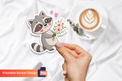 Cute Raccoon Spring Sticker, Valentine Baby Sticker Product Image 1