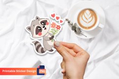 Cute Raccoon Spring Sticker, Valentine Baby Sticker Product Image 1