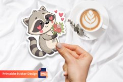 Cute Raccoon Spring Sticker, Valentine Baby Sticker Product Image 1