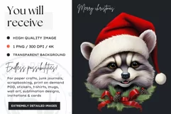 Cute Raccoon clipart Christmas Animals PNG for Sublimation Product Image 2