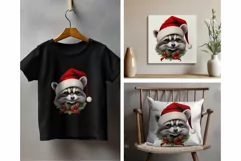 Cute Raccoon clipart Christmas Animals PNG for Sublimation Product Image 3