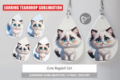 Earring teardrop sublimation design Cute Ragdoll Cat Product Image 1