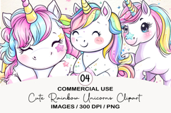 Cute Rainbow Unicorns Clipart Product Image 1