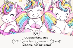 Cute Rainbow Unicorns Clipart Product Image 1