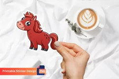 Cute Red Horse Sticker, Cute Animal Sticker, Horse Lover Art Product Image 1