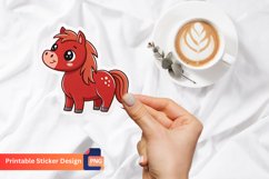 Cute Red Horse Sticker, Cute Animal Sticker, Horse Lover Art Product Image 1