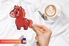 Cute Red Horse Sticker, Cute Animal Sticker, Horse Lover Art Product Image 1