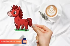 Cute Red Horse Sticker, Cute Animal Sticker, Horse Lover Art Product Image 1