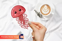 Cute Red Jellyfish Sticker, Red Ocean Animal Sticker Product Image 1
