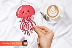 Cute Red Jellyfish Sticker, Marine Life Sticker Product Image 1