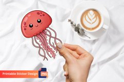 Cute Red Jellyfish Sticker, Red Ocean Animal Sticker Product Image 1